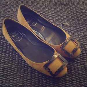 Roger Vivier Suede Flats Tortoiseshell Buckle